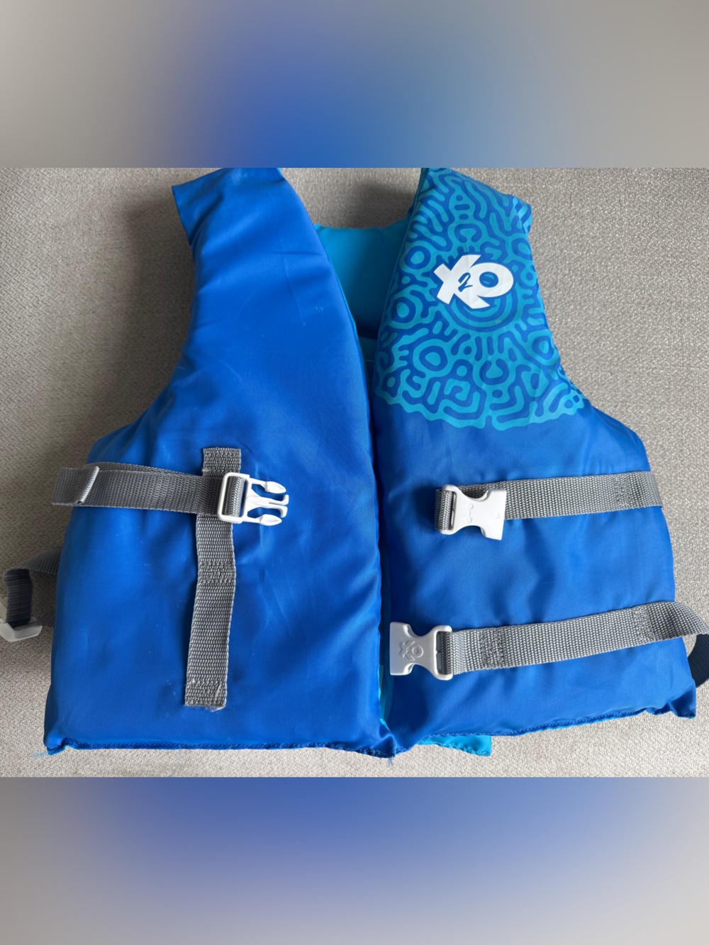 Kids Blue Swim Vest with Patterned Accent by